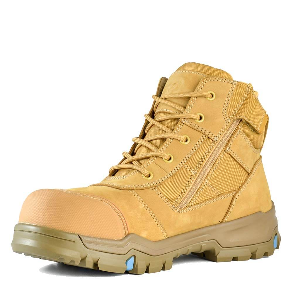 Bata Bazza Scuff Cap Mid Cut Zip Lace Safety Boots Wheat - Image 4