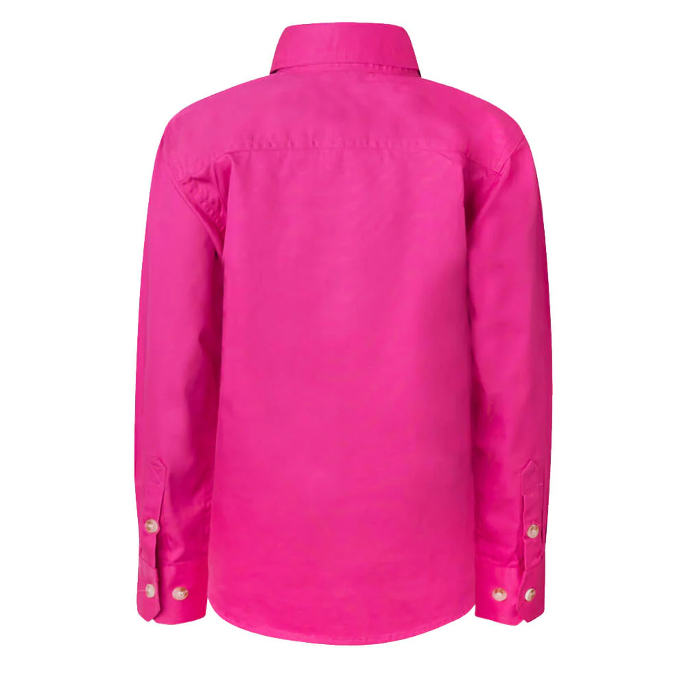 WorkCraft WSK131 Kids Half Placket Shirt Long Sleeve - Image 11