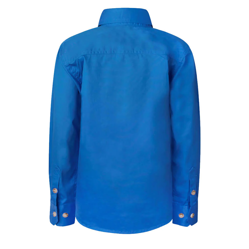 WorkCraft WSK131 Kids Half Placket Shirt Long Sleeve - Image 3
